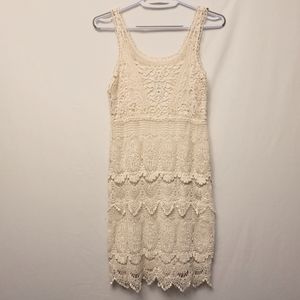 Spense - Lace Cotton Ivory Midi Dress -  Size 4
